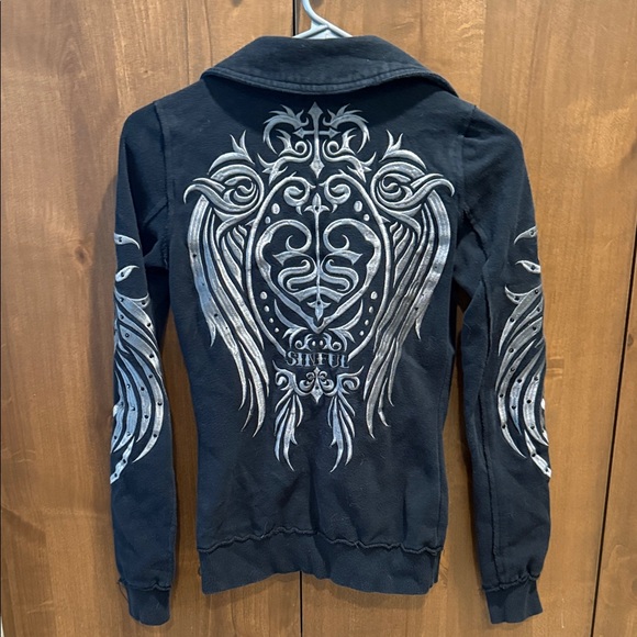 Sinful Vintage Black Jacket with Silver Embroidery - Picture 1 of 8